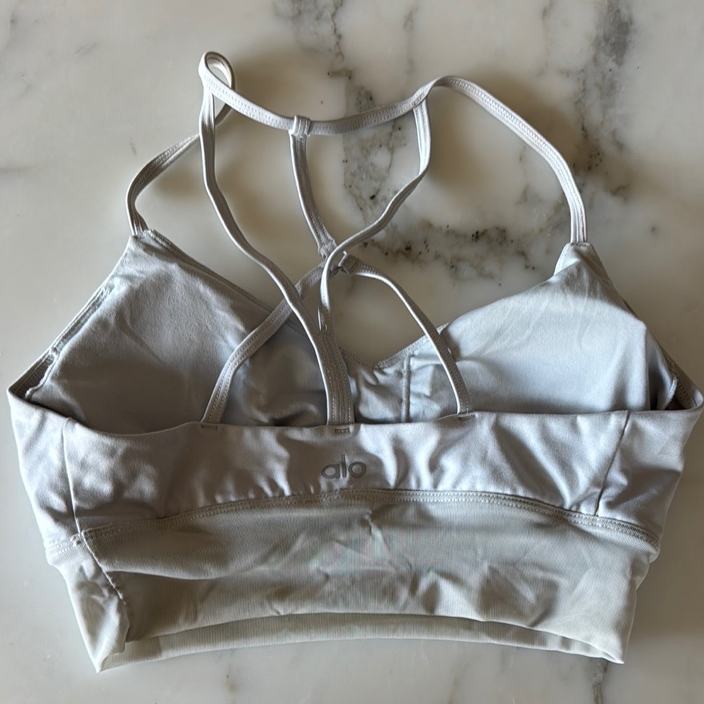 Alo Yoga Gray Sports Bra mesh detail